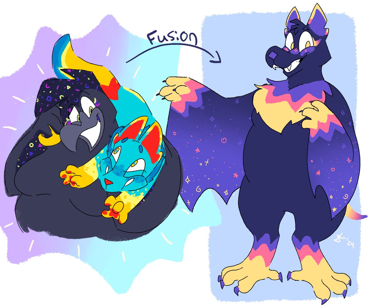 lizardykid's tweet photo. What's the point of making ocs if you never fuse them Steven Universe style... Also, happy bat appreciation day 🦇 https://t.co/YlVOTAFB2H