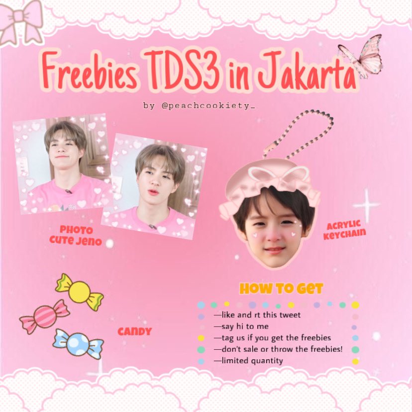 peachcookiety_'s tweet photo. 🦋 Freebies TDS3 in Jakarta 🦋
       by @peachcookiety_

📆 Saturday, 18 May 2024
⏰ TBA 
📍 GBK Stadium
🌷 Open for trade
—detail on pic 
jenfs only or dreamzen

like &amp; rt if are appreciated𓍯𓂃𓏧♡

#THEDREAMSHOW3_in_JKT
#NCTDREAM_THEDREAMSHOW3
#NCTDREAM_WORLDTOUR https://t.co/VlTbTev4LT