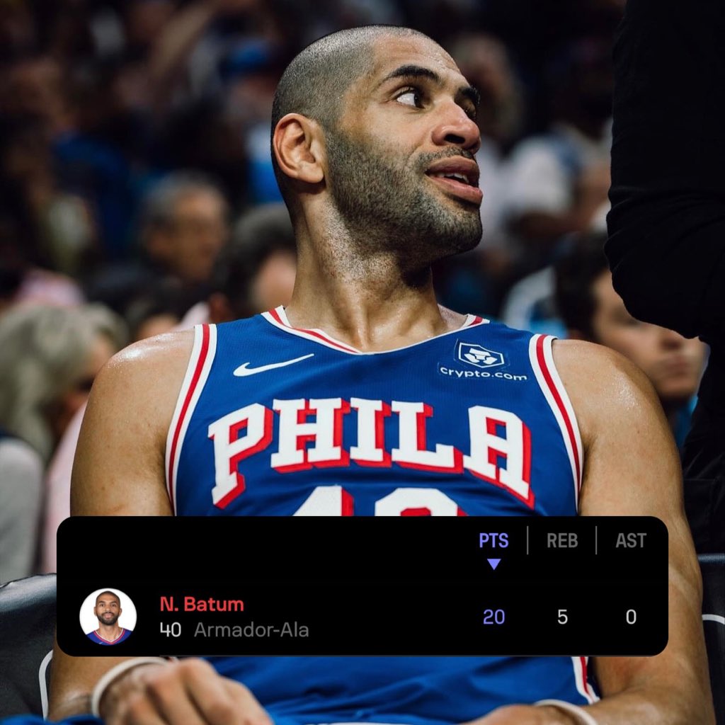 Nicolas Batum: • Foi trocado pelo Clippers no pacote pelo Harden enquanto estava dormindo. • Foi candidato de buy out pela mídia. • Vai se aposentar do basquete depois das Olimpíadas de Paris. MAS DEU TEMPO DE DAR UMA COÇA NO HEAT NA PARTIDA MAIS IMPORTANTE DO ANO!