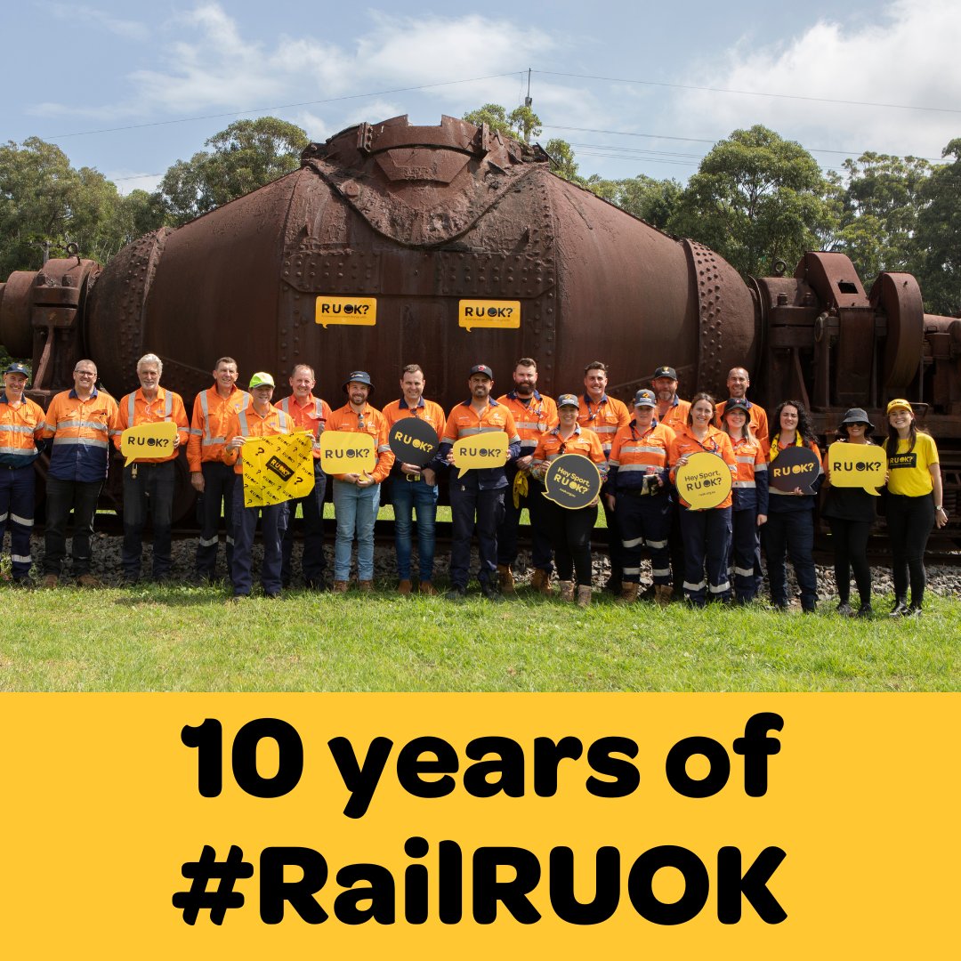 It's #RailRUOK?Day. Today marks ten years working with @TrackSAFE to encourage connections and meaningful conversations in the rail industry. Thanks to the 100,000 people who will get involved across Australia today. You're making a real difference 💛 bit.ly/4391jSc