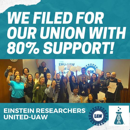 With more than 80% of postdocs having signed up in support, we are excited to announce that we have filed our petition with the @NLRB for an official vote to form our Union!
