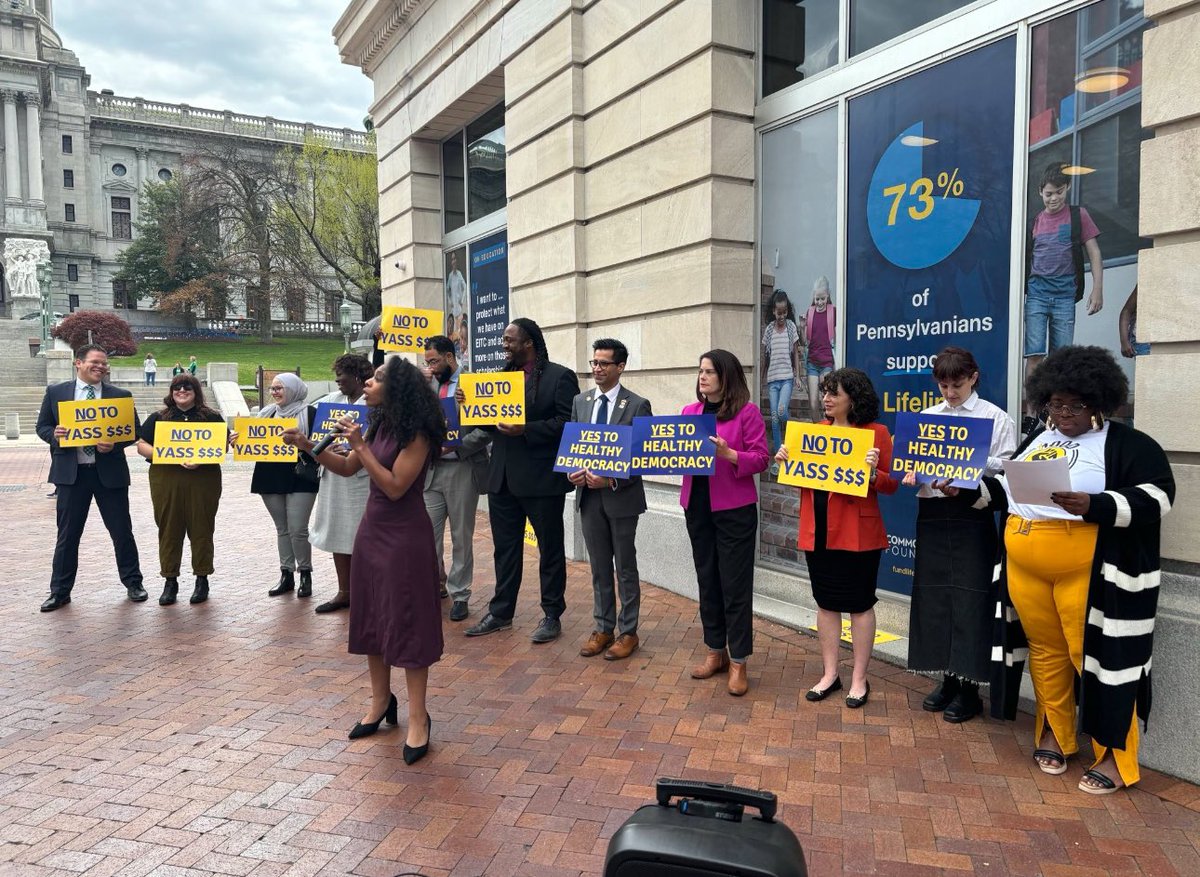 We’re not taking any YASS money over here! 💁🏽‍♀️🙅🏽‍♀️ Billionaires should be paying their fair share, not using their wealth to play in our local elections. Proud to stand with my colleagues today to speak up against Jeffrey Yass’ influence in Pennsylvania politics.