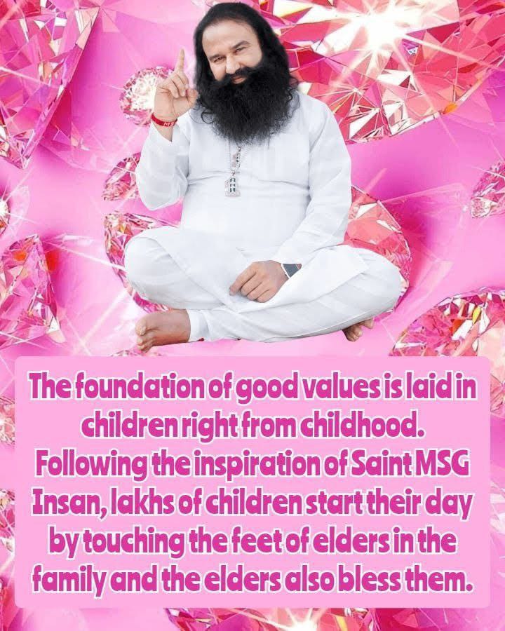 Following the inspiration of Saint Dr.MSG Insan, lakhs of children start their day by touching the feet of the elders of the family and the elders also bless them. We should also impart such values ​​to children since childhood. #Blessings