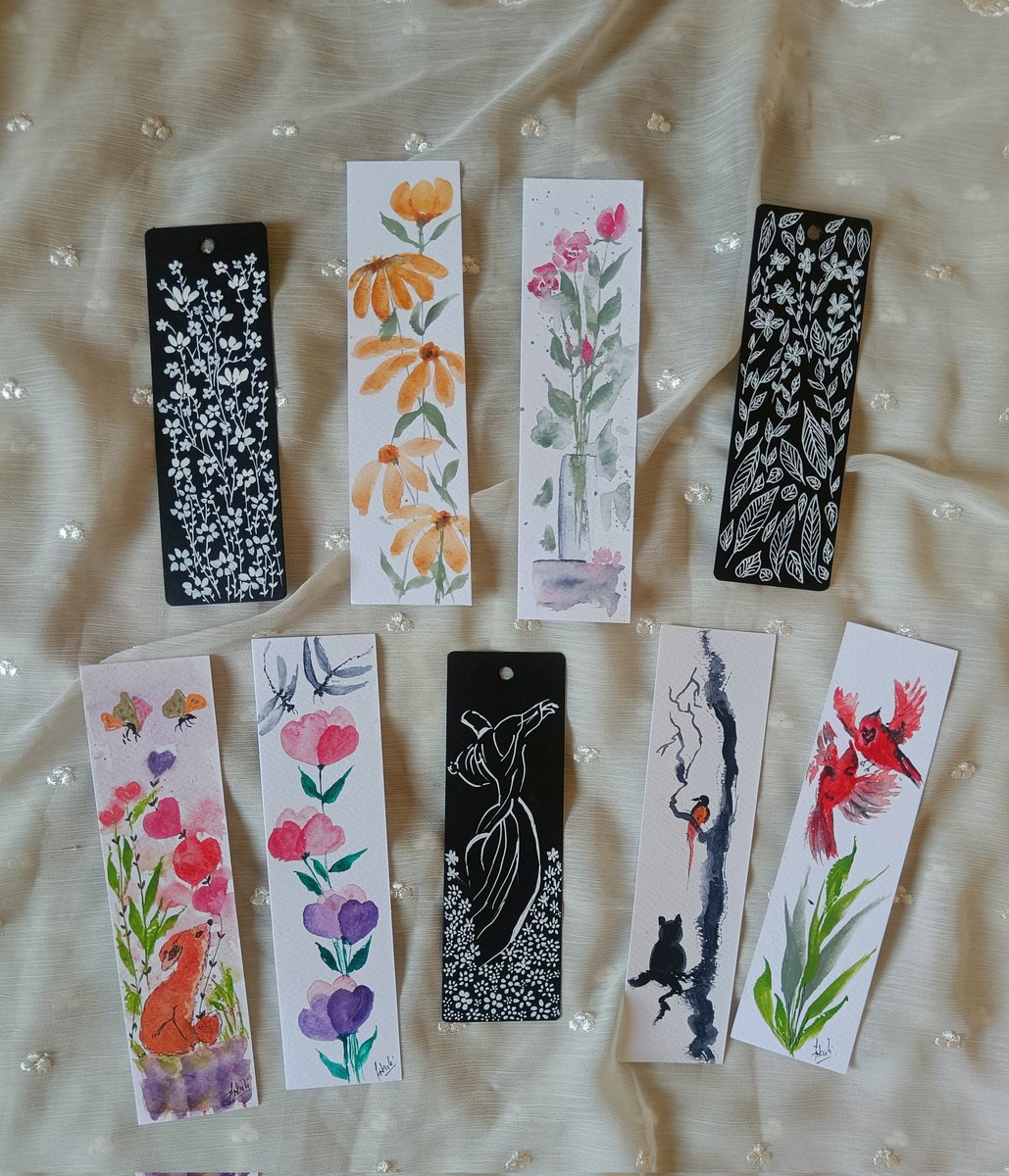 New bookmarks added. Some of the previous ones sold out. Choose and buy. DM for details. Share please . #ArtbyTee #BookTwitter #artforsale #giftart #booklovers #readerscommunity #giftideas #gifthandmade #bookmarks #Repost