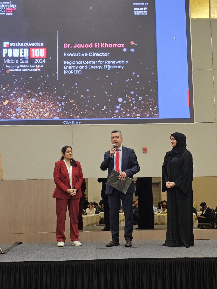 jauelk's tweet image. I was deeply honoured to receive this award and recognition for our work and leadership in #renewableenergy and #solarenergy
Big thanks to @SolarQuarter
I dedicate this award to my incredible team at @RCREEE and my lovely family
#SOLARQUARTER
#IRENA14A #WFES