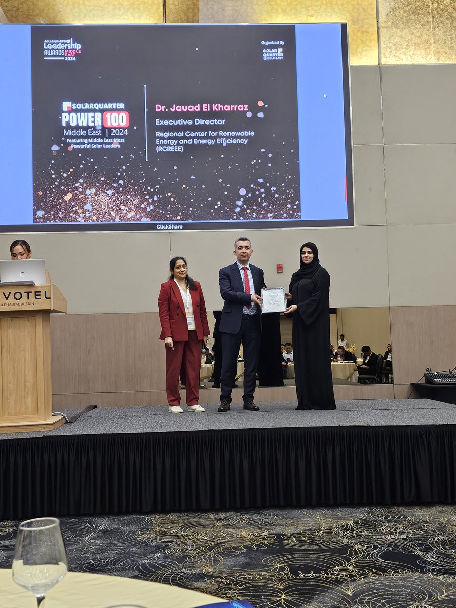 jauelk's tweet image. I was deeply honoured to receive this award and recognition for our work and leadership in #renewableenergy and #solarenergy
Big thanks to @SolarQuarter
I dedicate this award to my incredible team at @RCREEE and my lovely family
#SOLARQUARTER
#IRENA14A #WFES