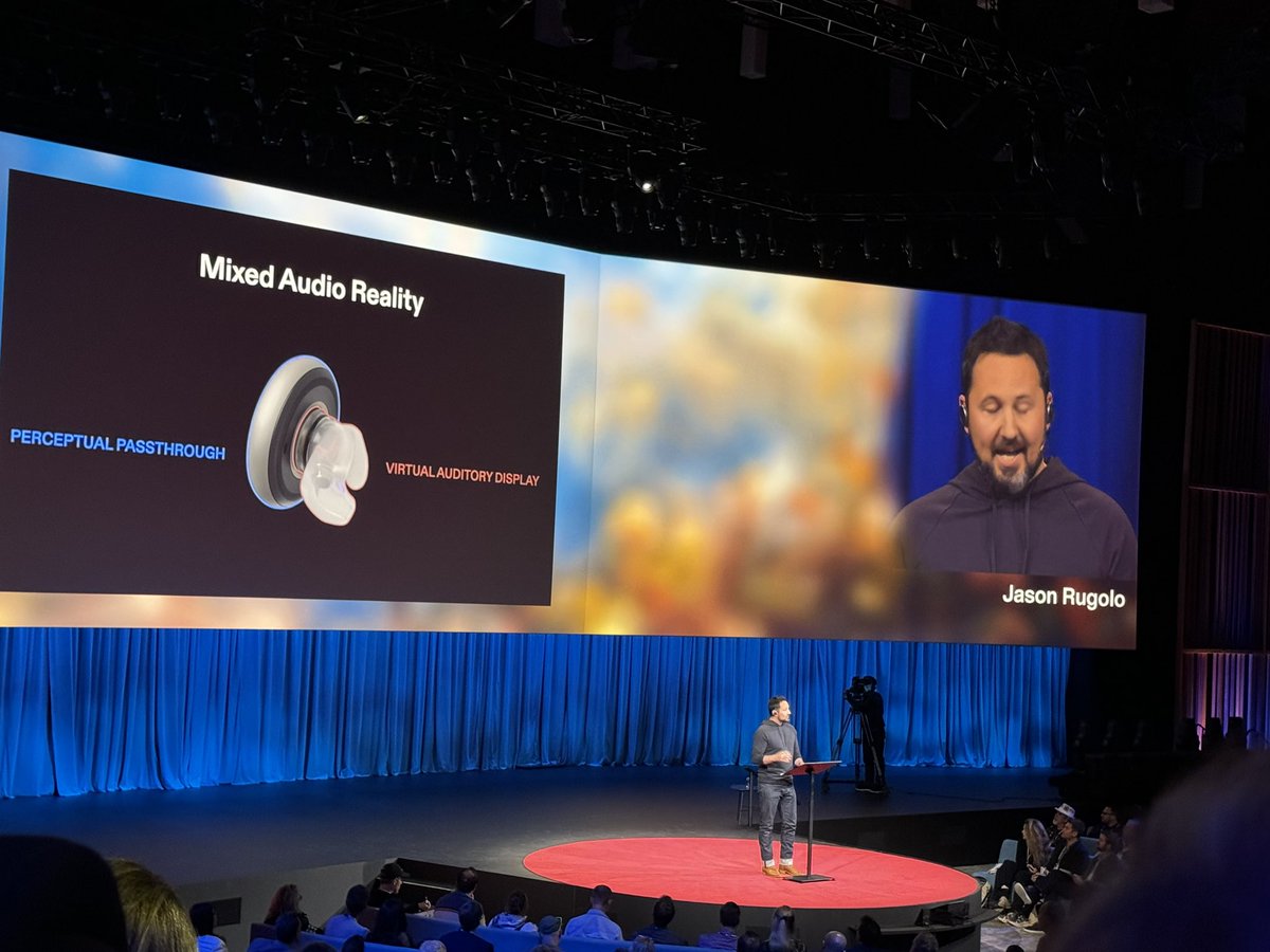 Mixed audio reality… in virtual auditory space Unveiled at #TED2024 by Jason Rogulo, CEO of @iyo_audio Render a virtual football game, or a beach. Or de noise and environment, real time translation, personalized soundscapes and coaches and more