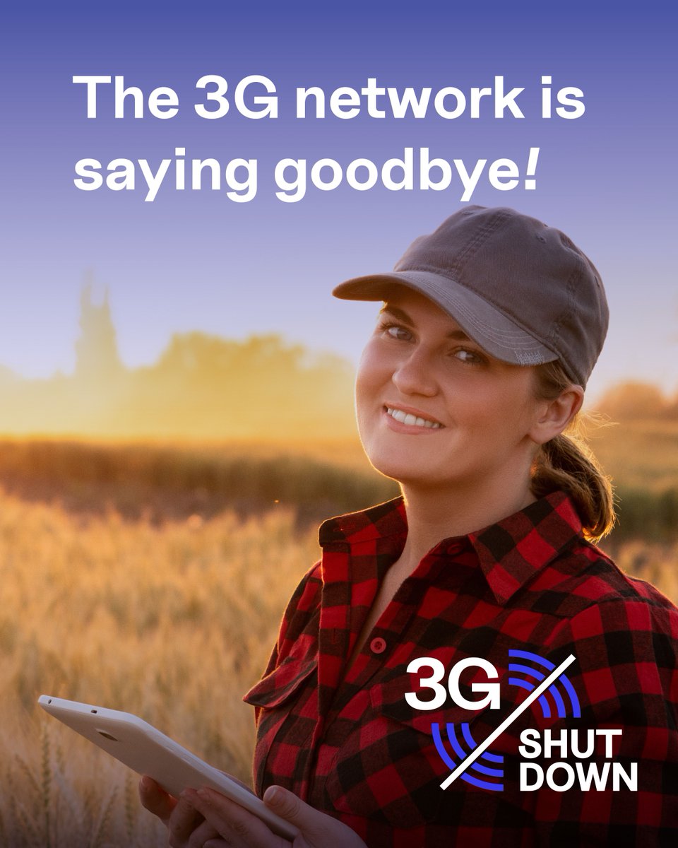 NationalFarmers's tweet photo. The 3G network is saying goodbye! Upgrade to 4G/5G and stay connected with faster speeds and better coverage. You may not need to do anything if your devices are already compatible. If you need help, contact your provider, or the @RegionalHub team via https://t.co/3RsOUPionf https://t.co/50KPZXAdk7