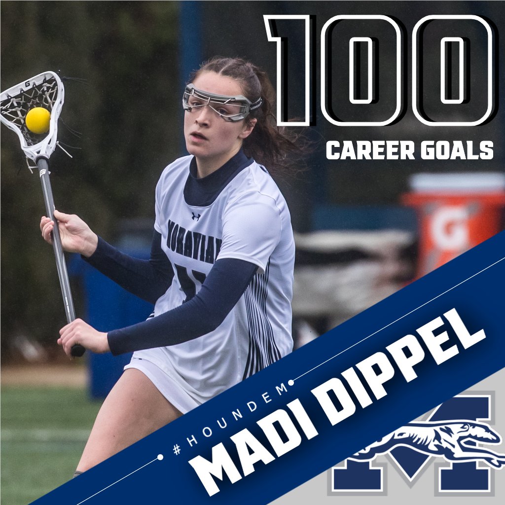 Congratulations to junior Madi Dippel of Moravian Women's Lacrosse on reaching 100 career goals after scoring six goals against Drew University earlier today! #HoundEm