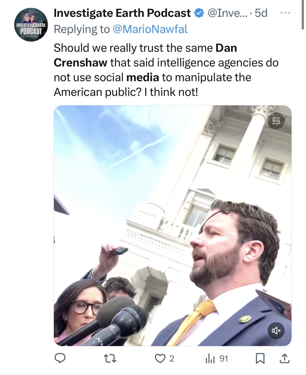 I think it now makes sense why @DanCrenshawTX said intelligence agencies do not use social media to manipulate the American public… Because he is the intelligence that uses social media to manipulate the American public.