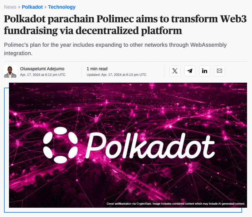 ICYMI: Polkadot parachain Polimec aims to transform Web3 fundraising via decentralized platform Read the full article 👇