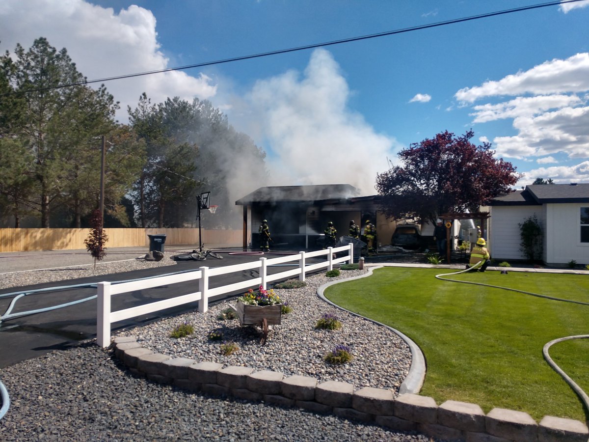 Crews responded this afternoon to a structure fire, 4004 Melody Ln in Franklin Co.  Heavy fire in a detached garage.  Crews made a quick knockdown keeping it from spreading to the primary residence.  <a href="/PascoWAFire/">Pasco Fire Dept</a> assisted.  No injuries and Red Cross is assisting the family.