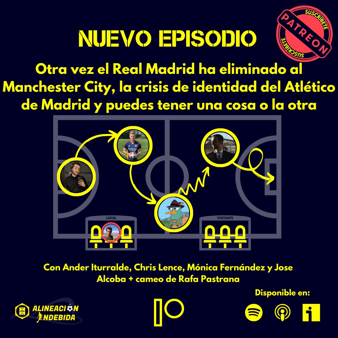 🤍NUEVO PODCAST DE ALINEACIÓN INDEBIDA🤍

Nos reunimos anoche, tras la prórroga, tras los penaltis, para analizar cómo el Madrid eliminó al City. Y el Bayern al Arsenal. Y todo lo demás.

Con <a href="/CMLence/">Chris L.</a> <a href="/Pinturicchia13/">Pintu 🇮🇹 🇳🇱 🇪🇺</a> <a href="/JMAlcobendas/">Alcobendas</a> y yo + <a href="/RafaPastrana7/">Rafa Pastrana</a>: open.spotify.com/episode/3Z8EiM…