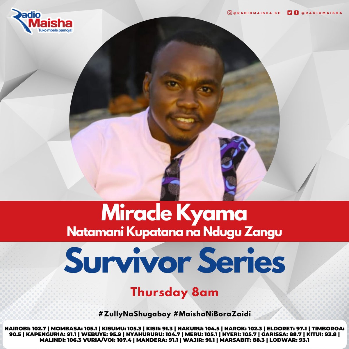 This morning on Survivor Series tuko naye Miracle Kyama. #ZullyNaShugaboy #MaishaNiBoraZaidi #RadioZaidiYaRadio