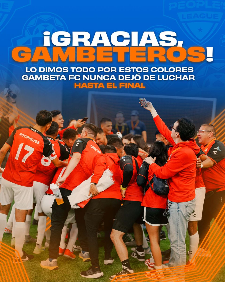 SomosGambetaFC's tweet photo. ¡GRACIAS AFICIÓN, ESTO ES DE USTEDES GAMBETEROS! 🔴⚫️
Ustedes que siempre estuvieron al pendiente del equipo, SÍ, TÚ GAMBETERO, esto es para ti, por el apoyo incondicional que fue fundamental para levantar el título.🏆
¡GRACIAS POR TODO AFICIÓN!
#GambetaFC #lapeoplesleague https://t.co/ubA1Rw6oZU
