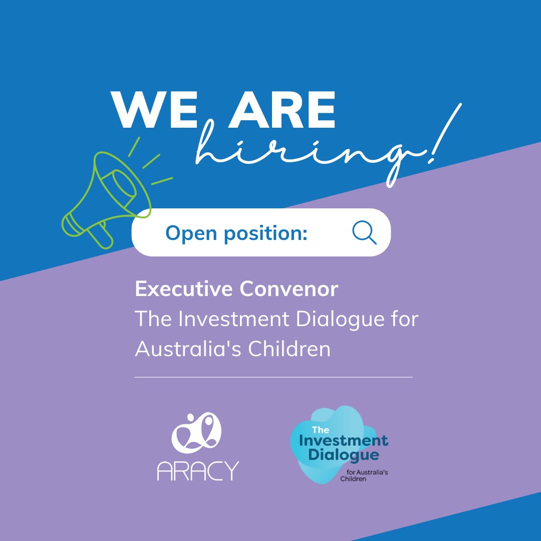 Join us! The Investment Dialogue for Australia's Children seeks an Executive Convenor. ARACY supports this initiative to enhance the lives of children and young people in Australia. Apply here: linkedin.com/jobs/view/3896… #jobopportunity #InvestmentDialogue