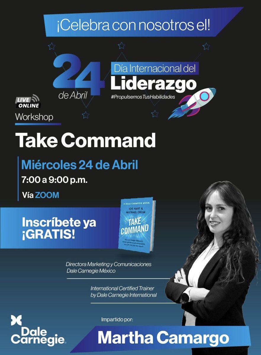 🔹 Es hora de tomar el control de tus pensamientos. 

🔹 Es hora de Tomar el control de tu futuro. 

Te esperamos este Miércoles 24 de Abril de 7 a 9 p.m. 

Regístrate TOTALMENTE GRATIS en el siguiente link: dalecarnegiemexico.com.mx/landing-lidera…

#DaleCarnegie #DaleCarnegieMéxico