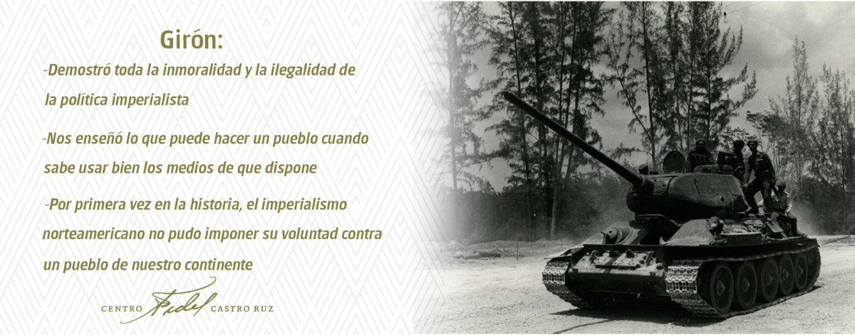#Fidel:"Hasta ese día habían actuado con absoluta impunidad, hasta ese día se sentían con derecho a despreciar a los pueblos de #AméricaLatina, hasta ese día tal vez subestimaron a nuestros pueblos de América Latina". #GirónLaVictoria #63Aniversario #FidelVive
