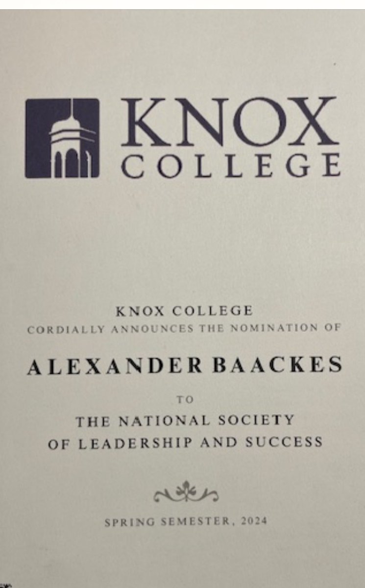 Awesome recognition for NHHS Alum Alex Baackes (‘20)—nominated by Knox College to the National Society for Leadership and Success for his academic excellence. He also concluded his collegiate playing career this season. Proud of you and your perseverance, Alex! #HuskyPride