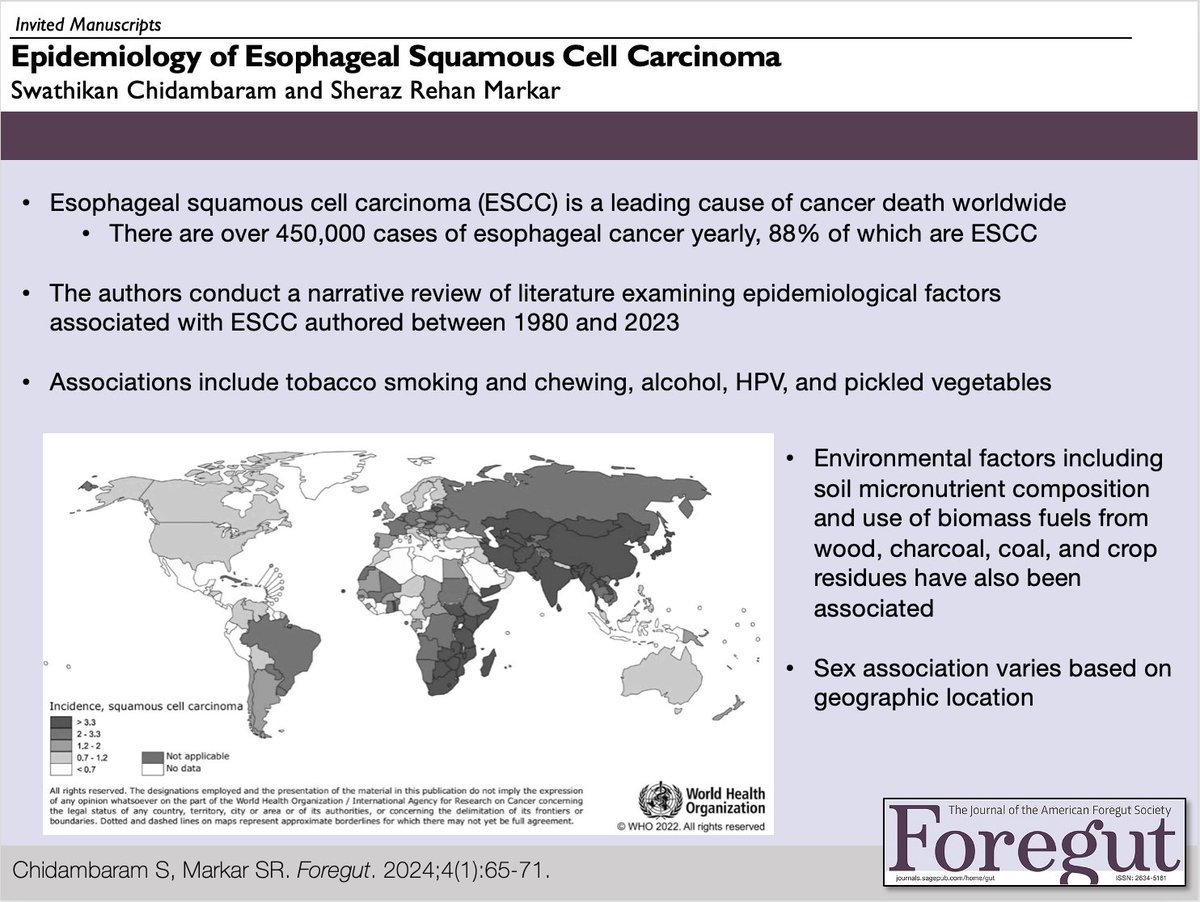 Epidemiology of Esophageal Squamous Cell Carcinoma

📕Read Here: journals.sagepub.com/doi/full/10.11…

#GITwitter #MedTwitter #SurgTwitter @cswathikan
@MarkarSheraz
@imperialcollege
@ImperialSandC
@ImperialMed
@impmedlib
@karolinskainst
@kibiblioteket
@CancerResKI
@UniofOxford