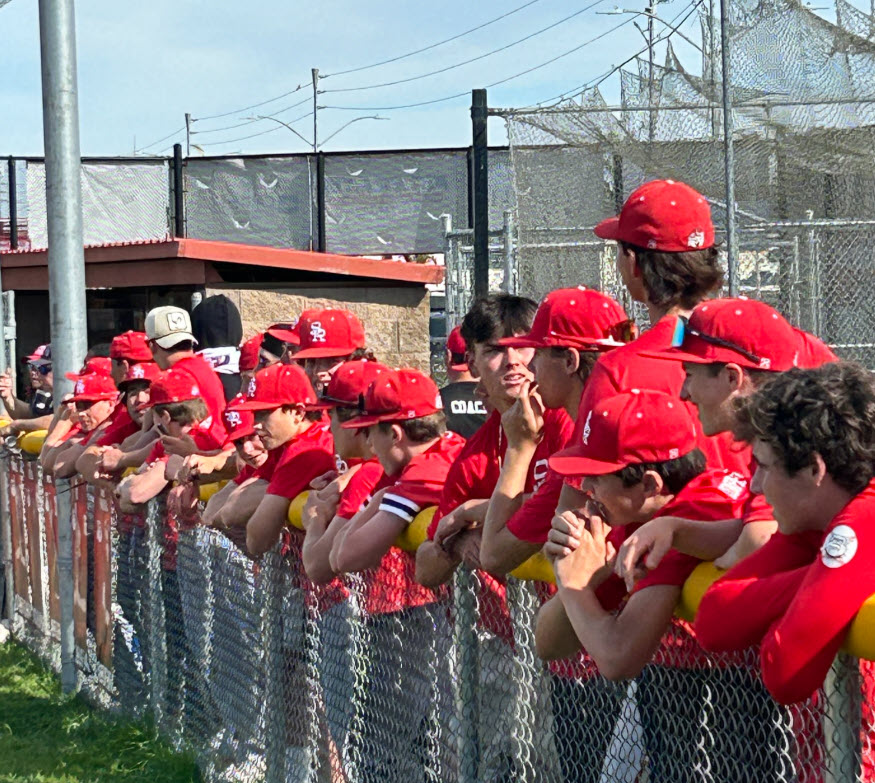 SRDawgsBaseball's tweet photo. The boys took a short break from practice to support our outstanding SR Softball team.  The girls came away with a 9-1 W thanks in part to stellar pitching by Thomara Drummer and an absolute TANK by @SophiaEverett28.  #StaySR 
@marinij_sports @westcoastpreps_ @Sanrafaeldawgs https://t.co/PZAlwIQtQ3