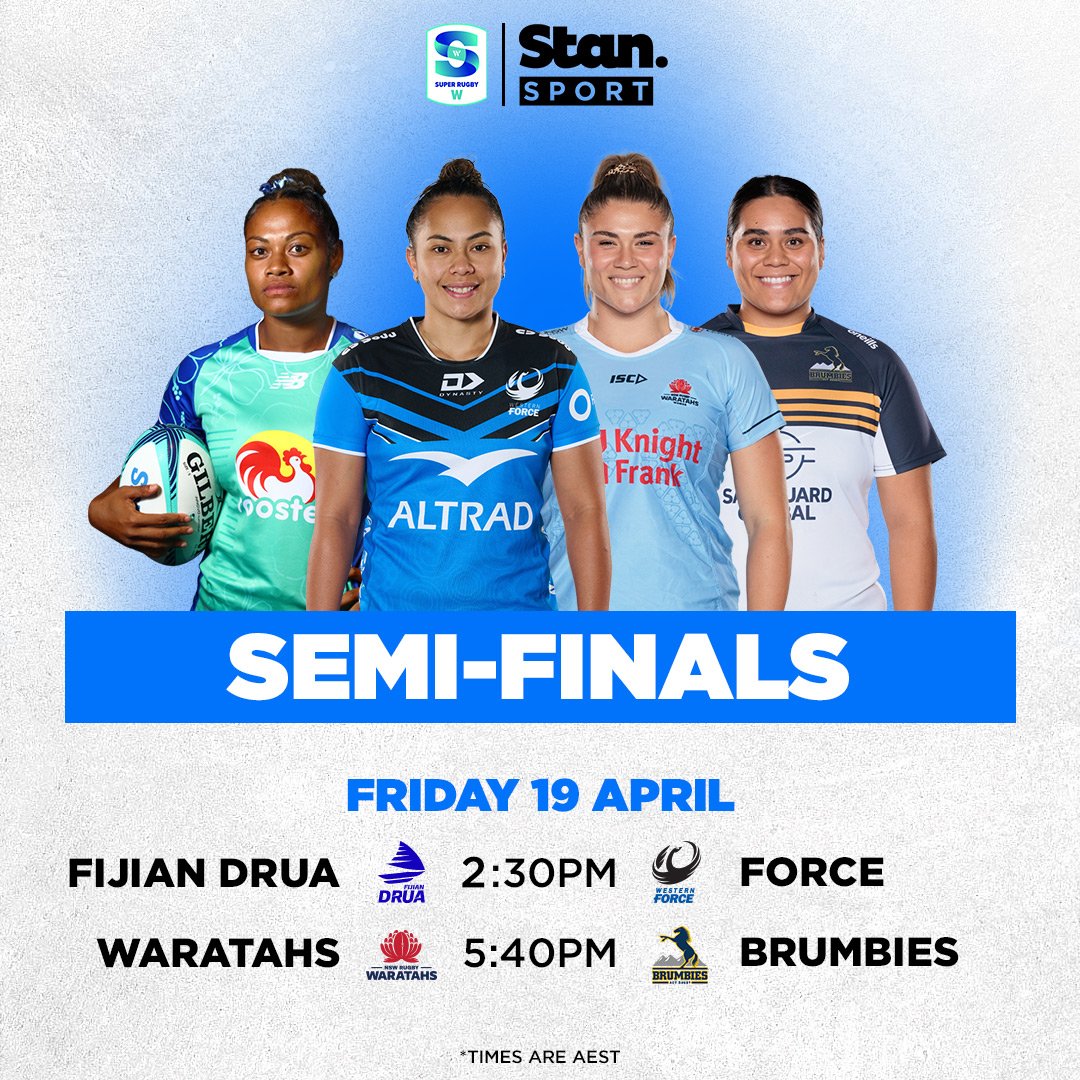 It's Semi-Final time. Which two teams will earn their spot in the Final? 👀 ↳ Super Rugby Women’s Semi-Finals. Friday from 2:30pm AEST. Every Match. Ad-free. Live & On Demand on the Home of Rugby, Stan Sport. #StanSportAU #SuperRugbyW