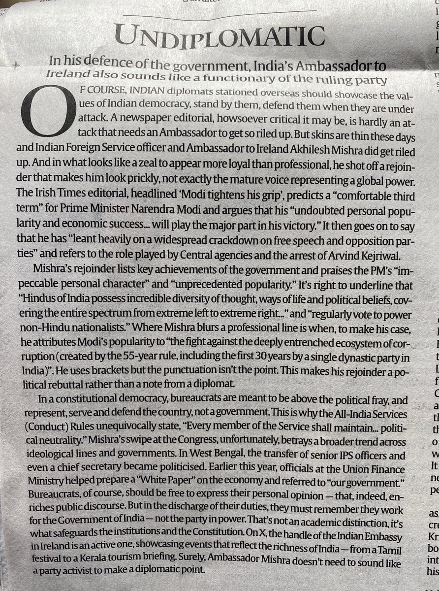 kjsingh2's tweet photo. Ed in IE on BJP’s ambassador to Ireland Akhilesh Mishra https://t.co/hVJsMUcbts