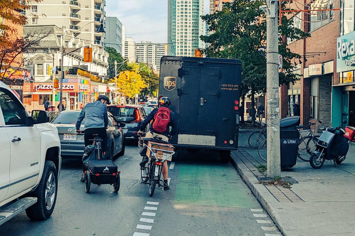 @JoshMatlow Totally agree! -Yes and- the fine for parking illegally in a bike lane was only raised by inflation tonight $150 -> $200 😔 Let’s think about what kind of fine would actually get UPS, Purolator & FedEx to care about endangering people 🥺