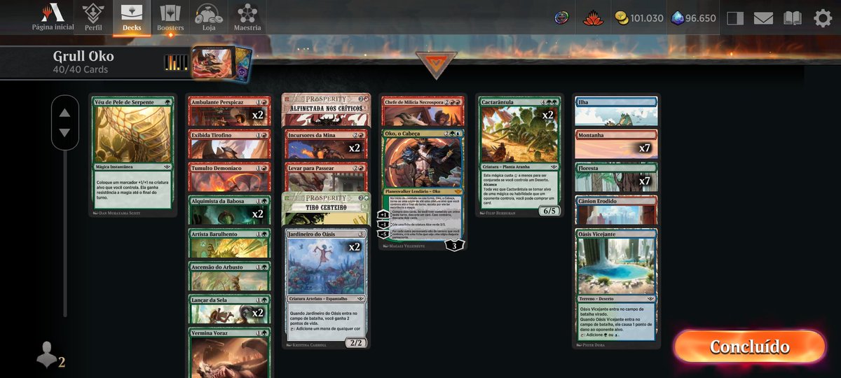 Não foi 🏆. Foi batida na trave. Mas esse deck me surpreendeu positivamente. Chefe da Milícia funciona muito bem com quase tudo no deck, principalmente com Alquimista proporcionando jogadas bizarras. #MTGA #MTGArena #MTGThunder #mtgOTJ #MagicTheGathering @fireshoes