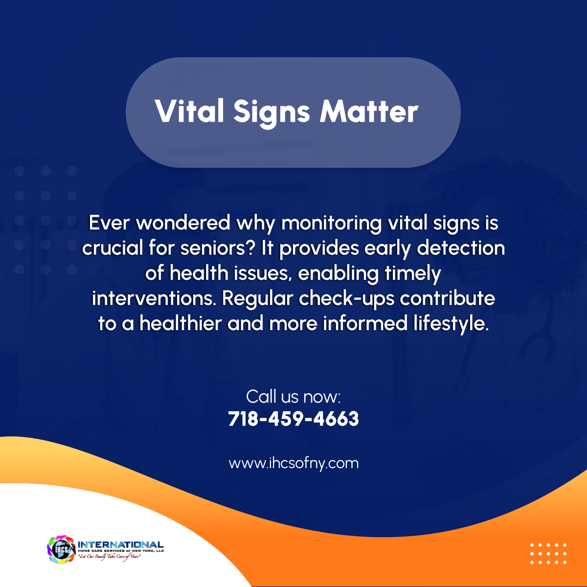 Stay informed about the importance of monitoring vital signs for senior well-being. Contact us at info@ihcsofny.com or call 718-459-4663. Visit 97-77 Queens Boulevard, Rego Park, New York 11374.

#HomeCareServices #VitalSigns #SeniorWellness #HealthMonitoring