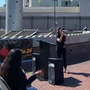 kane's tweet photo. it’s funny that sf chronicle is trying to present supervisor hillary ronen as trying to get to the bottom of progressive nonprofit Calle 24 sheltering a rapist, when she’s been happily rallying and enabling them even after the original reports came out in 2021 https://t.co/6troByNBzX