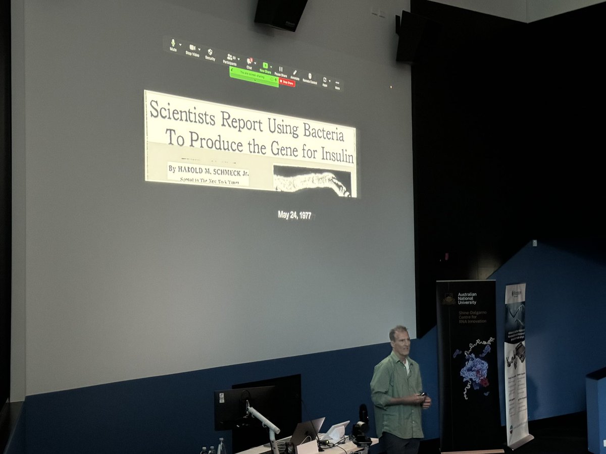 Craig Mello - Nobel prize winner for the discovery of RNAi speaking today at @JCSMR Shine-Dalgarno Centre for RNA Innovation @ourANU