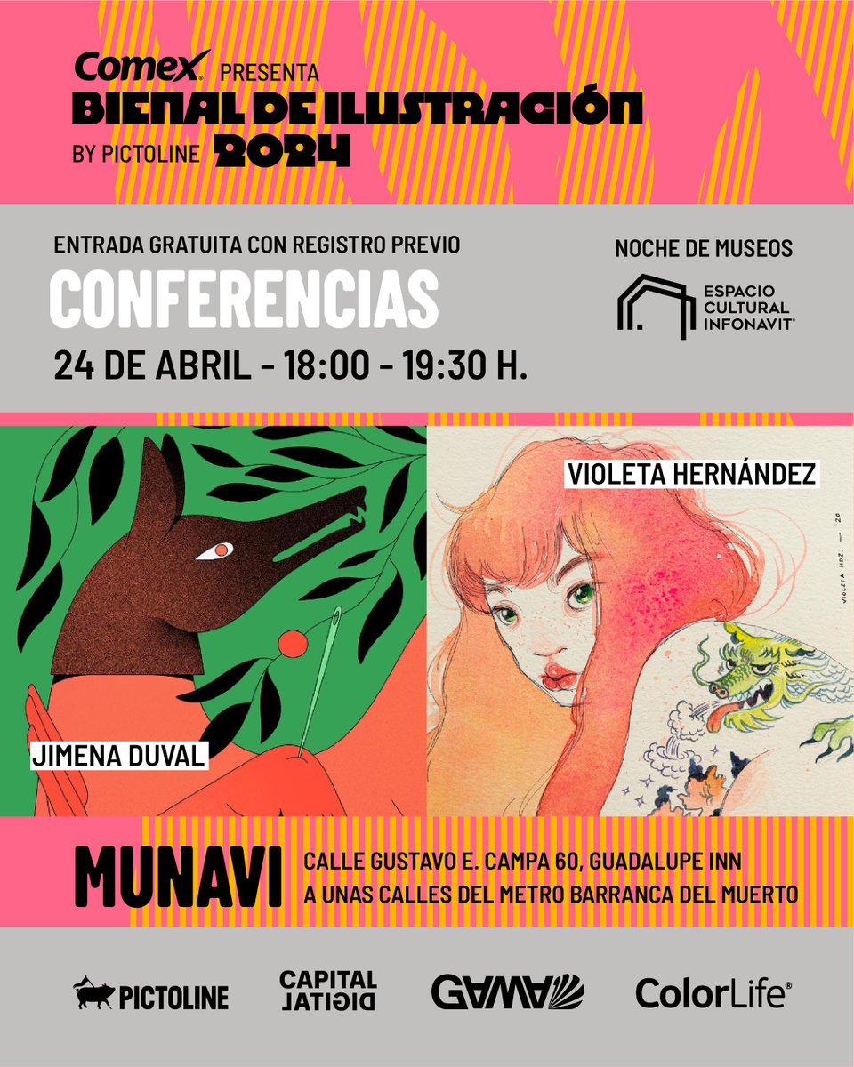 La Bienal 2024 llega al #EspacioCulturalInfonavit con 3 ciclos de conferencias que junto con #GamaCrea presentaremos en el #MUNAVI.🖼️✍️

Entrada libre con registro previo: munavi.mx/mainEventos.ht…

Patrocinado: <a href="/PinturasComex/">Pinturas Comex</a> 🎨
Con el apoyo de Espacio Cultural <a href="/Infonavit/">Infonavit</a>