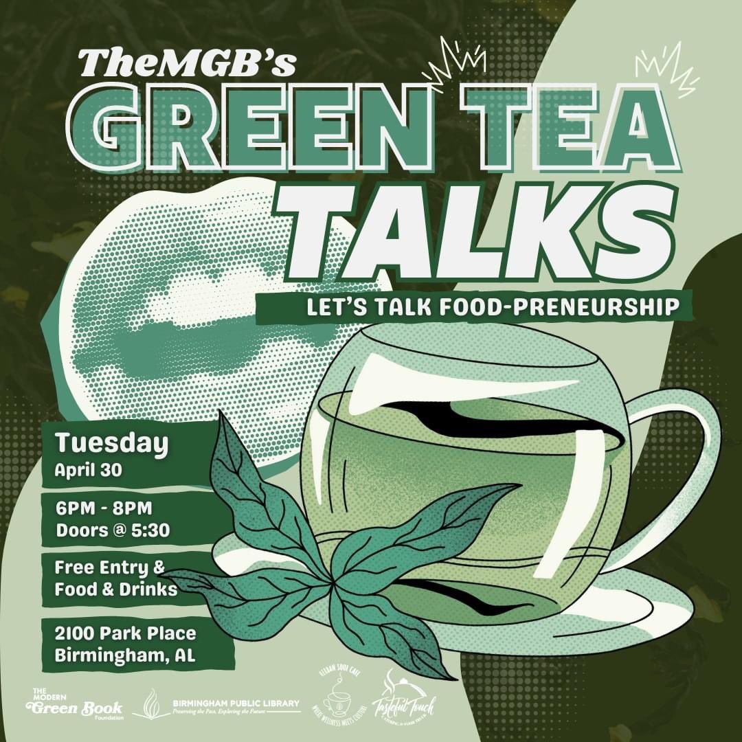 Enjoy a Green Tea Talk with the Modern Green Book at the Central Library Tuesday, April 30.If you're interested in the food & beverage industry or want to learn from industry experts, join us. Free but you must RSVP. RSVP using this link: eventbrite.com/cc/green-tea-t…