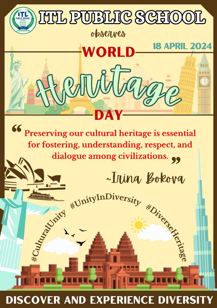 Every April 18th, we celebrate World Heritage Day, reminding us of our duty to protect and preserve our diverse cultural legacy for future generations. Let's unite to honor and safeguard our shared heritage. #PreserveOurPast #OurSharedLegacy #LegacyOfHumanity