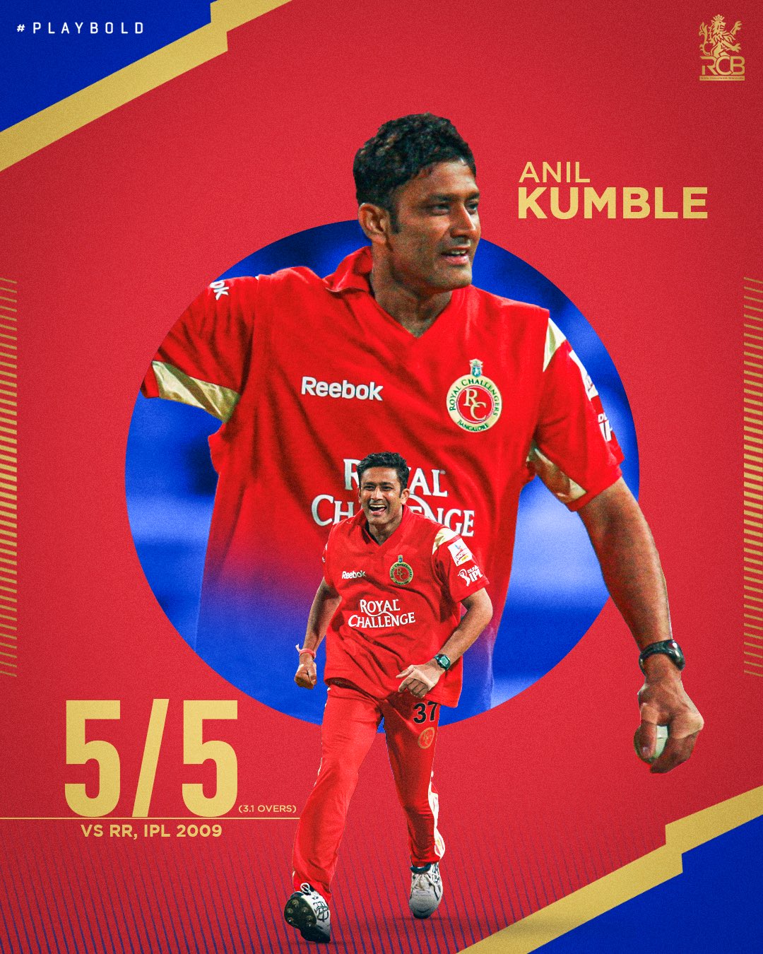 Royal Challengers Bengaluru on X: "A Jumbo 5⃣-Star Show 🤩 #OnThisDay in 2009, Anil Kumble recorded 3.1-1-5-5 against RR, the best-ever bowling figures for RCB. 💪 #PlayBold #ನಮ್ಮRCB #IPL https://t.co/pH3KB4baH4" / X