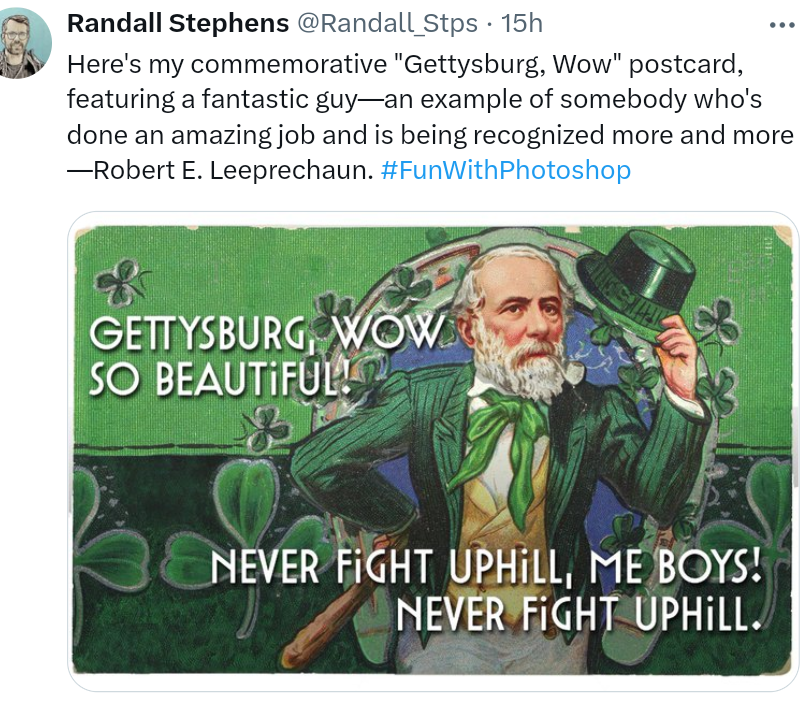 camethedawnxp's tweet photo. the union was always after his lucky charms. #magicallydelicious

via @/ Randall_Stps " Here's my commemorative ' Gettysburg, Wow' postcard,… #FunWithPhotoshop " #scifi #illustration #future #art #digitalart #conceptart #fantasy 🤣🤣

x
p
20
2
0
a
r
t https://t.co/3LdmFIGVtS