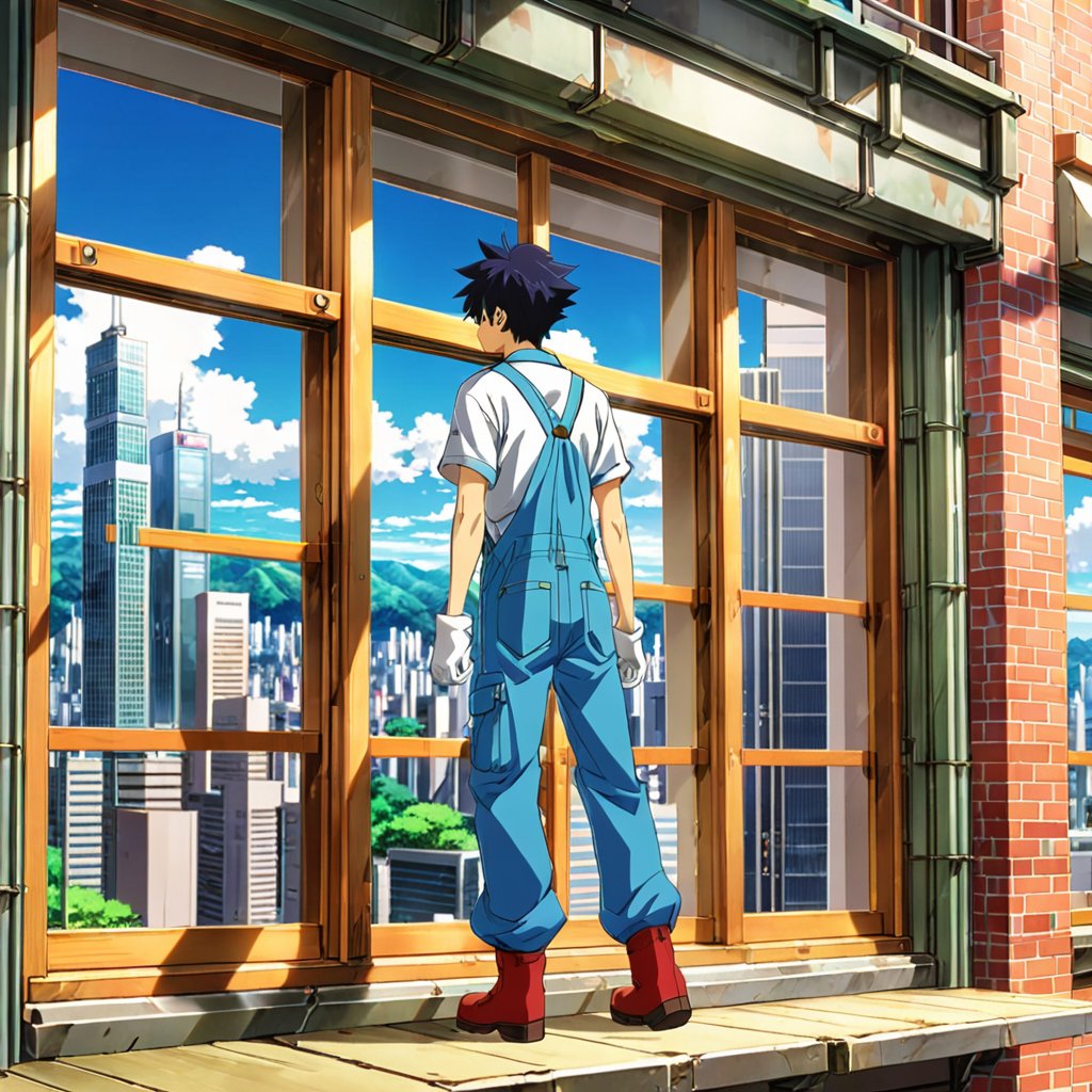 osmanmelik2's tweet photo. 昔々、あるアニメ制作会社が、登場人物が移動するシーンの背景として、実際の街並みの写真をそのまま使用したそうです。すると、あるシーンで、背景に写っていたビルの窓には、作業着を着たスタッフが映り込んでしまいました。このスタッフは、アニメの制作過程に関わっていなかったため、制作会社は慌ててその部分を修正したそうです。