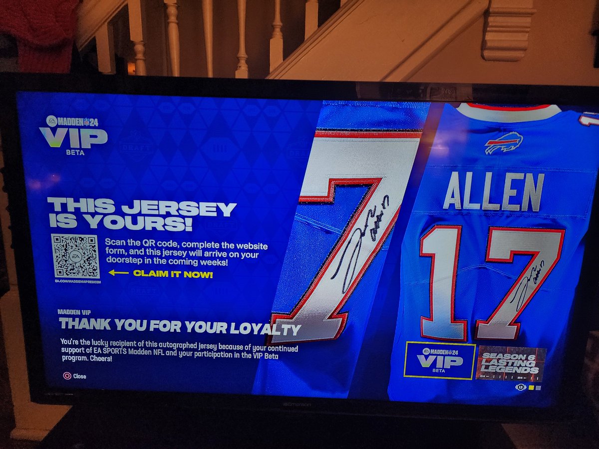 RustyRudder's tweet photo. @K1NGOF419 @Zirksee @TheActualCC @Rico_BF_ @BfloFanatics @realdanmitchell @EAMaddenNFL_MCS @EAMaddenNFL @BuffaloBills @JoshAllenQB I got a call from my rep and was shocked. Almost didn't believe it! He just told me the website over the phone and I claimed it. Wasn't for a few hours later that I logged in and saw the message. https://t.co/wQOqlbhP2M
