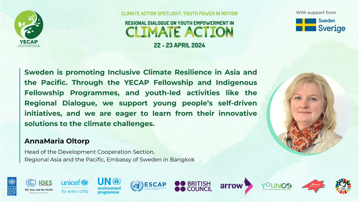 Today is Earth Day, a powerful reminder of the urgent need to address the climate crisis. With support from @SwedeninAP , we continue to inspire lasting change in our efforts to safeguard our planet, not just on Earth Day, but every day. #YECAPRegionalDialogue2024 @YECAP_AP