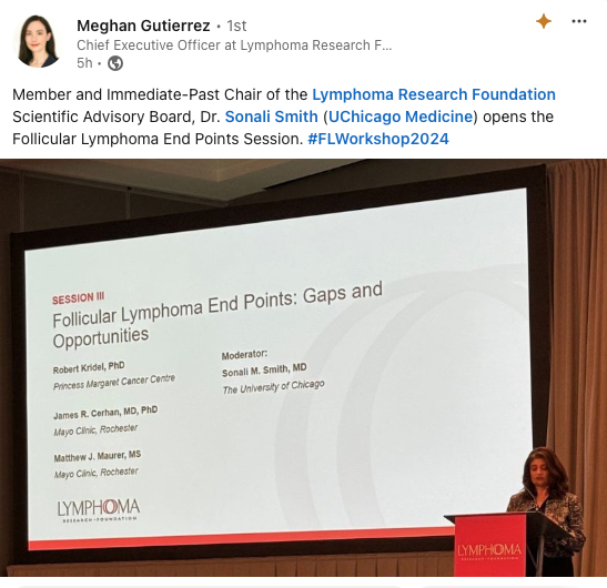 👏🏼👏🏼 @SoniSmithMD #WiL 
@lymphoma #lymsm #lymphoma #FL #FollicularLymphoma