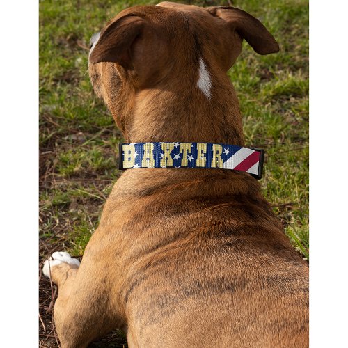 American USA Flag Stars Stripes Dog Puppy Name Pet Collar zazzle.com/american_usa_f… #Patriotic #redwhiteandblue #AmericanPride