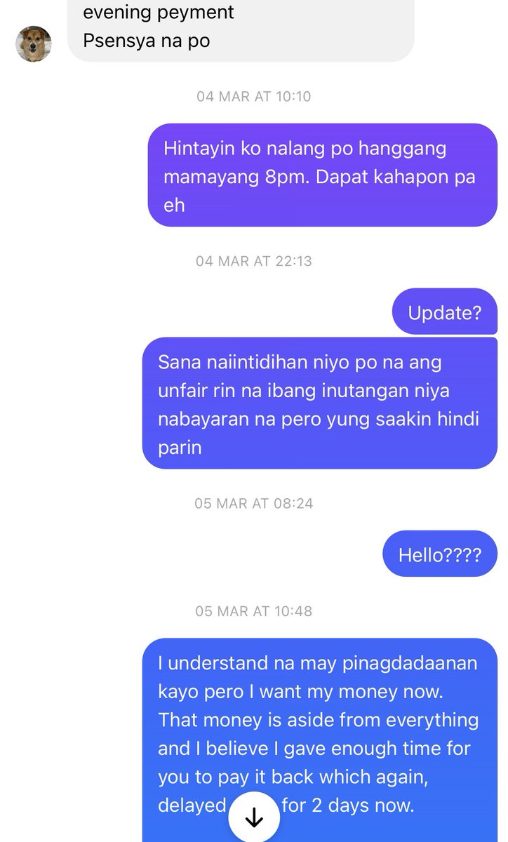 hannierabbit's tweet photo. Okay eto conversation namin ng ‘mom’ ni Praise Joy Chua.

After that, only got two replies then nothing. Apparently rin dinedeny niyo na may utang pa anak niyo? Pero ang dami niyang utang sa iba’t ibang tao. https://t.co/CA8vbKOKFU