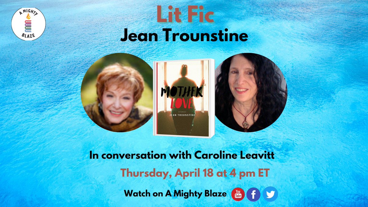 Here's @MargotLivesey ('The Road from Belhaven') on 'Motherlove' by Jean Trounstine (@JusticeWithJean): 'Her stories capture ... the passionate and profound truth; every murder involves the loss of two lives.' Jean joins @Leavittnovelist on LitFic. 4 PM ET TODAY