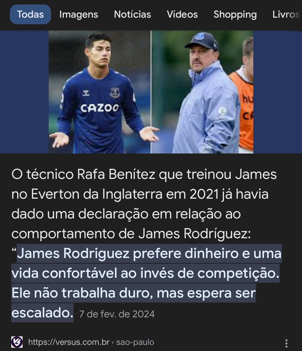 Se Rafa Benítez vier mesmo, James pode dar adeus.