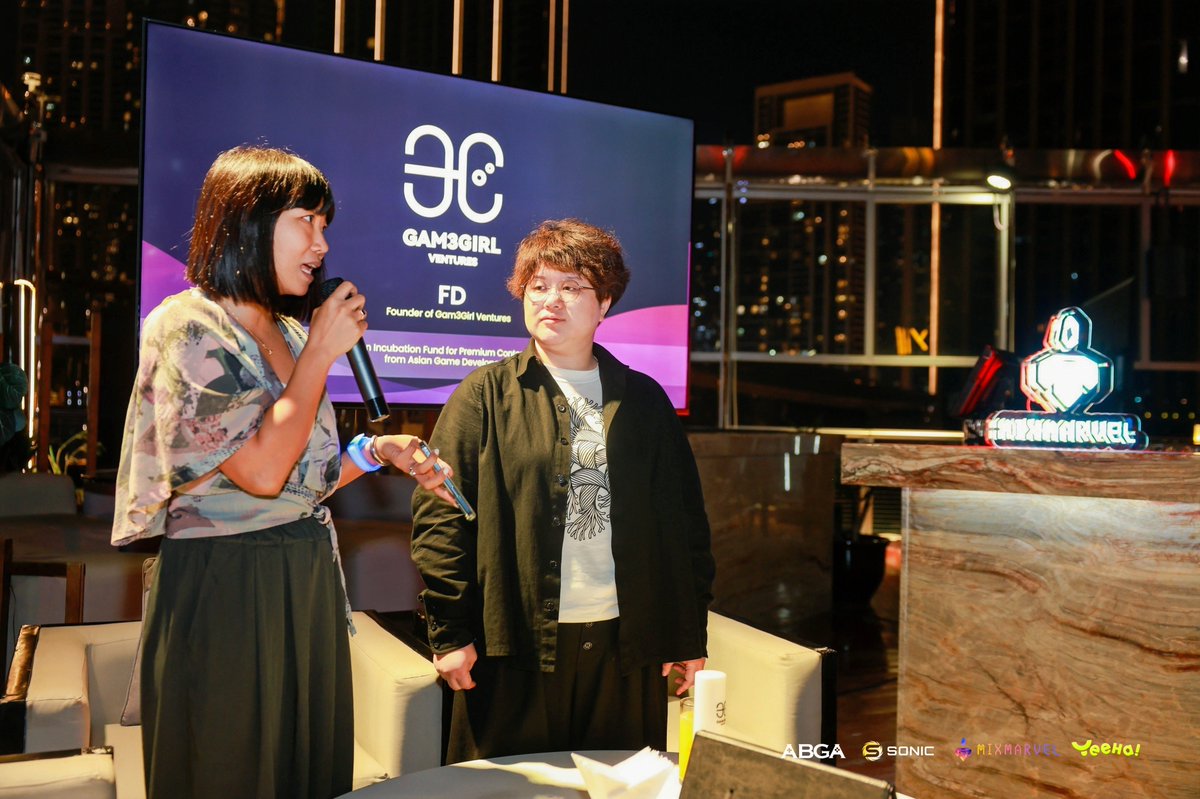 Jade Zhang, Founder & CEO at @MIXMARVELGAME, Fangda, Founder at Gam3girl Ventures, and Nancy Liu, Founder at @YeehaGames raised a toast with attendees. Exciting news followed as they unveiled the official launch of GGI -the next-generation Web3 gaming and AI co-creation platform.