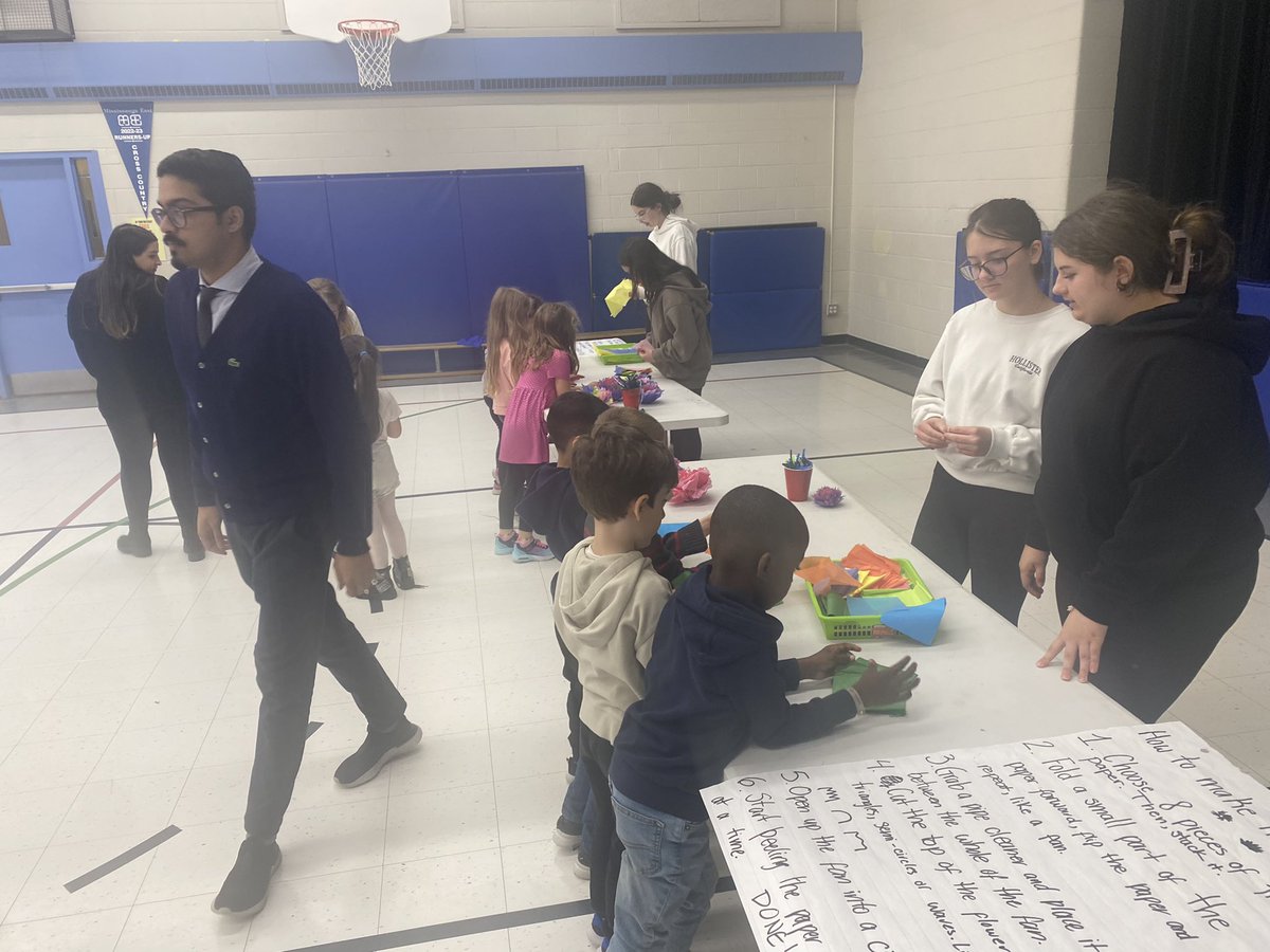 FrigoDp's tweet photo. Today our primary students spent their rainy lunch recess making beautiful tissue paper flowers. Thank you to the  intermediate Health and Wellness team and our York university TC’s for leading this mindful activity. @StDominicDP @dpcdschools @DPwellness4all https://t.co/pEz4mAUUCY