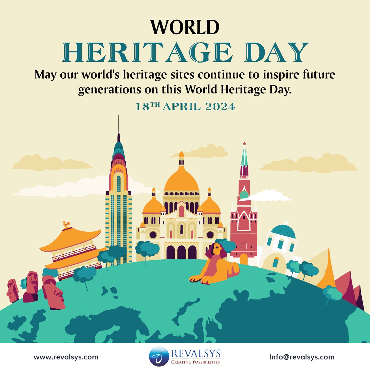 Revalsys's tweet photo. Today, we honor the rich tapestry of our world's cultural and natural heritage. Let's cherish and protect these treasures &amp; wonders for generations to come. Happy World Heritage Day! 🌍🏛️ #Revalsys #WorldHeritageDay #PreserveOurLegacy https://t.co/dIaOwWvY43