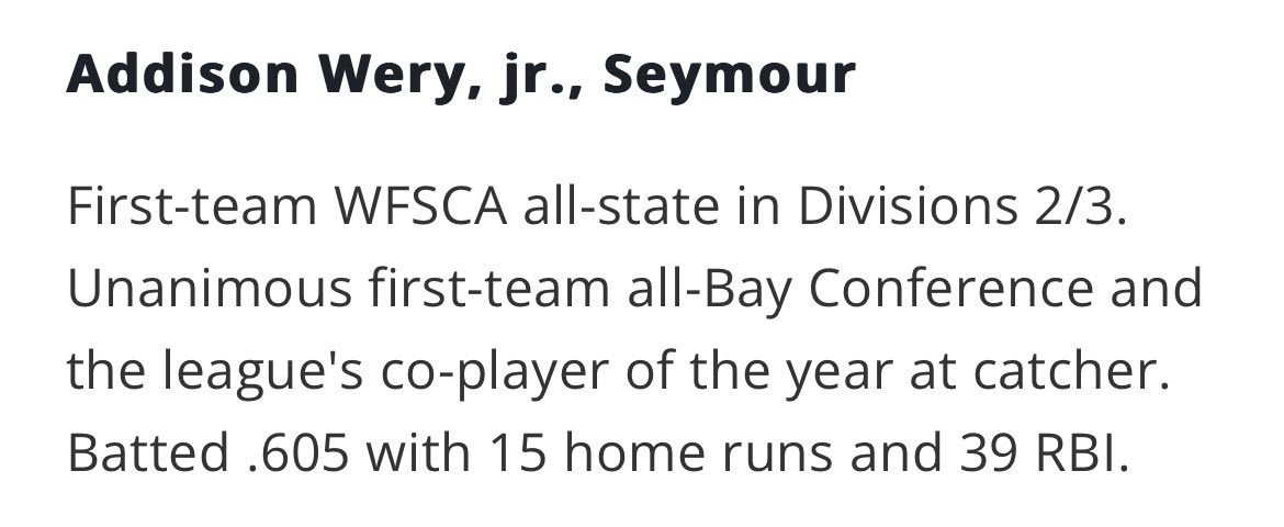 Grateful to be named to this this with such great players.

Here are the top 27 softball players competing this season in the Post-Crescent area aol.com/top-27-softbal…