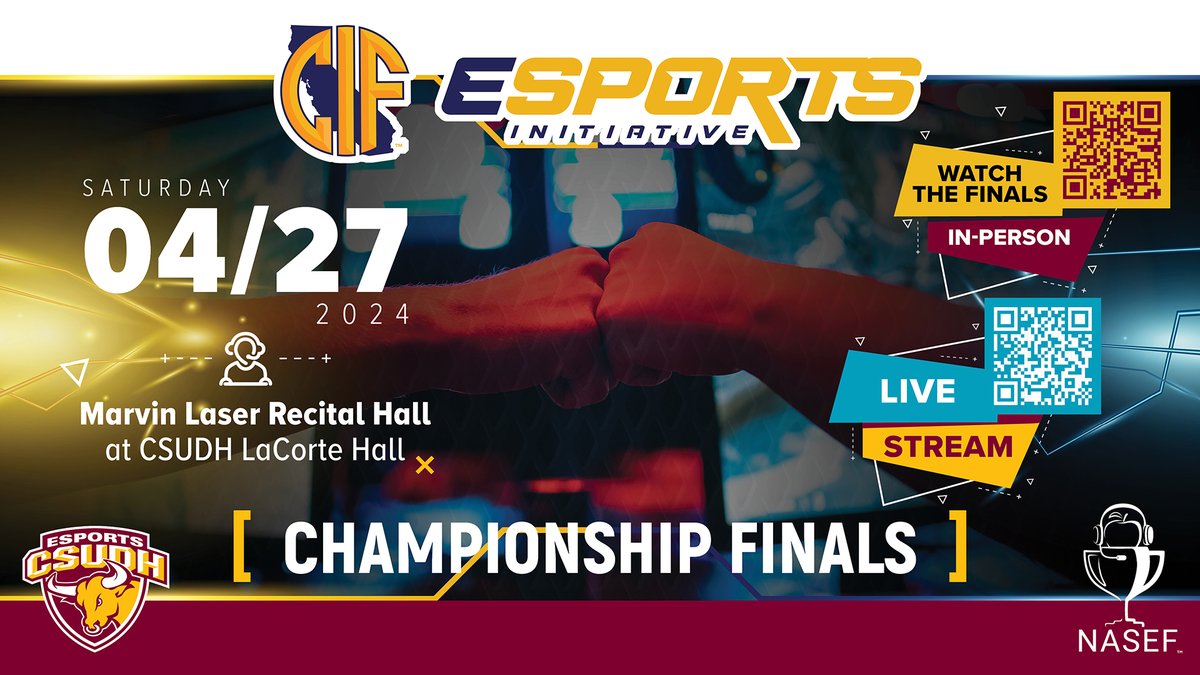 CSUDH Esports is excited that the first ever in-person CIF Esports Finals will take place on campus at CSUDH. Make sure to tune in and experience history in the making 📷
@CIFState @nasefgg @csudominguezhills 
#CSUDHEsports #Toros #CSUDH